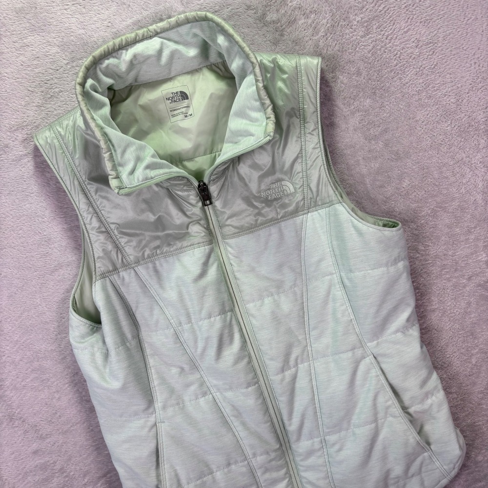 The North Face Womens Vest Medium Sage Green Hybrid Quilted Full Zip NF0A2THC
